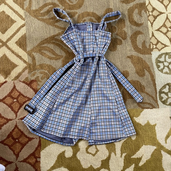 SO Blue and White Plaid Mini Dress with Buttons - Picture 2 of 4
